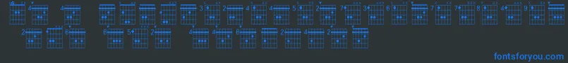 Farhatchords2Regular3-fontti – siniset fontit mustalla taustalla