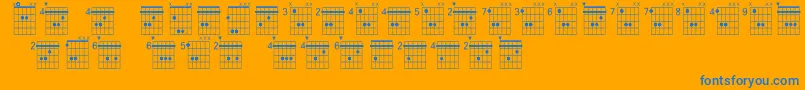 Czcionka Farhatchords2Regular3 – niebieskie czcionki na pomarańczowym tle