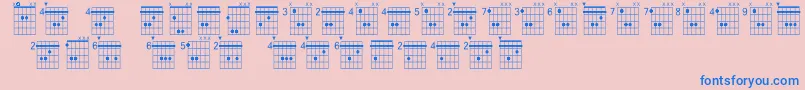 Farhatchords2Regular3 Font – Blue Fonts on Pink Background