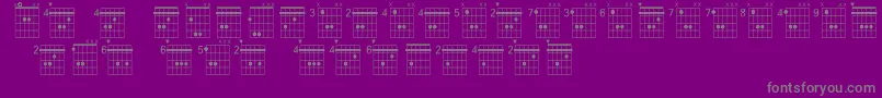 フォントFarhatchords2Regular3 – 紫の背景に灰色の文字