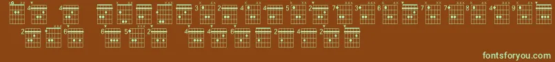 Farhatchords2Regular3 Font – Green Fonts on Brown Background