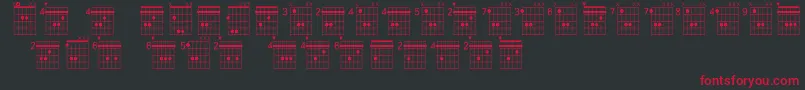 Farhatchords2Regular3-fontti – punaiset fontit mustalla taustalla