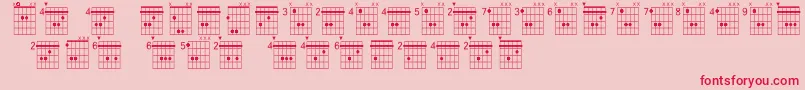 フォントFarhatchords2Regular3 – ピンクの背景に赤い文字