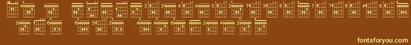 Farhatchords2Regular3 Font – Yellow Fonts on Brown Background