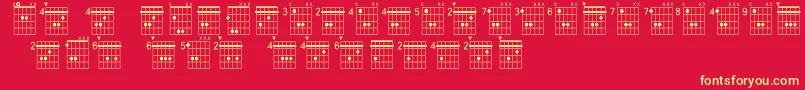 Fonte Farhatchords2Regular3 – fontes amarelas em um fundo vermelho