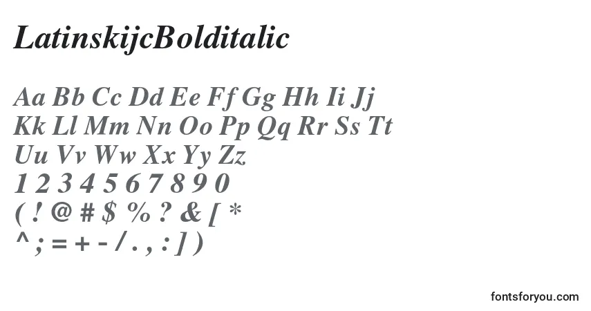 Шрифт LatinskijcBolditalic – алфавит, цифры, специальные символы
