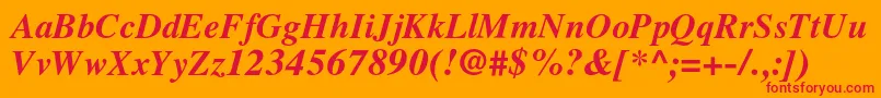 フォントLatinskijcBolditalic – オレンジの背景に赤い文字