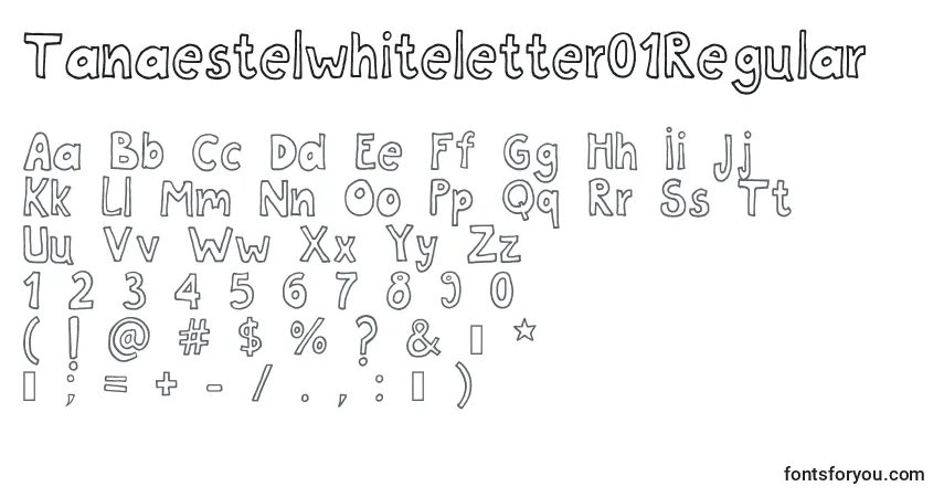 Шрифт Tanaestelwhiteletter01Regular (67138) – алфавит, цифры, специальные символы