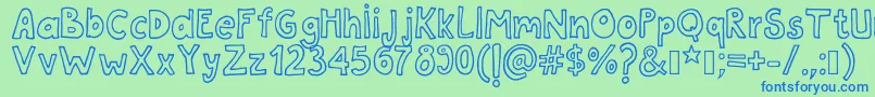 Tanaestelwhiteletter01Regular Font – Blue Fonts on Green Background