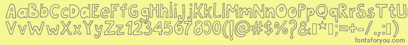 Czcionka Tanaestelwhiteletter01Regular – szare czcionki na żółtym tle