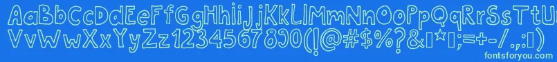 Tanaestelwhiteletter01Regular Font – Green Fonts on Blue Background