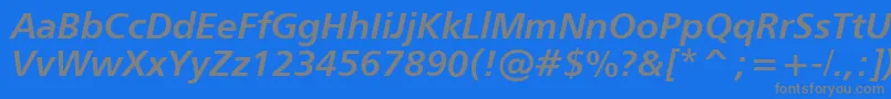 Weitere Informationen zur Humanist777BoldItalicBt-Schriftart Humanist777BoldItalicBt-Schriftart – Graue Schriften auf blauem Hintergrund