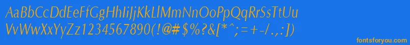 OptanecompactItalic Font – Orange Fonts on Blue Background