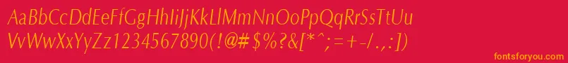 OptanecompactItalic Font – Orange Fonts on Red Background