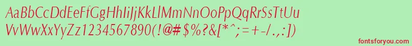 OptanecompactItalic Font – Red Fonts on Green Background