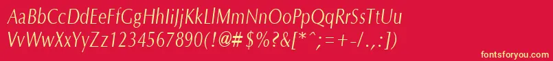 OptanecompactItalic Font – Yellow Fonts on Red Background