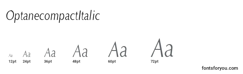 Размеры шрифта OptanecompactItalic