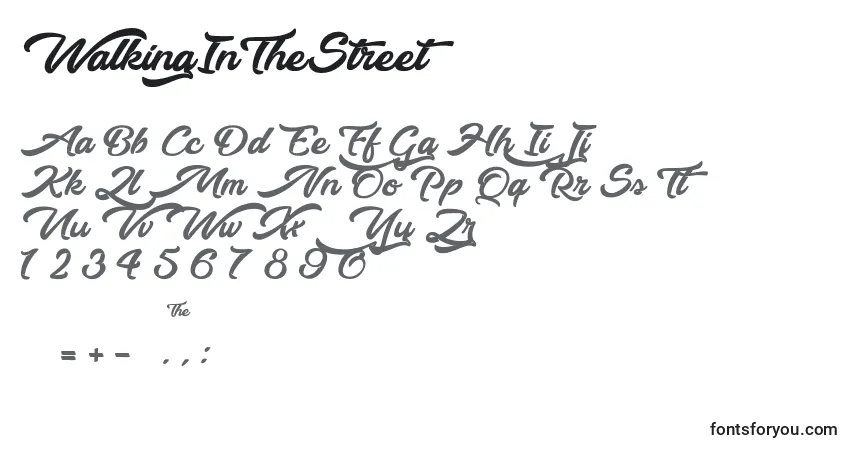 Schriftart WalkingInTheStreet – Alphabet, Zahlen, spezielle Symbole