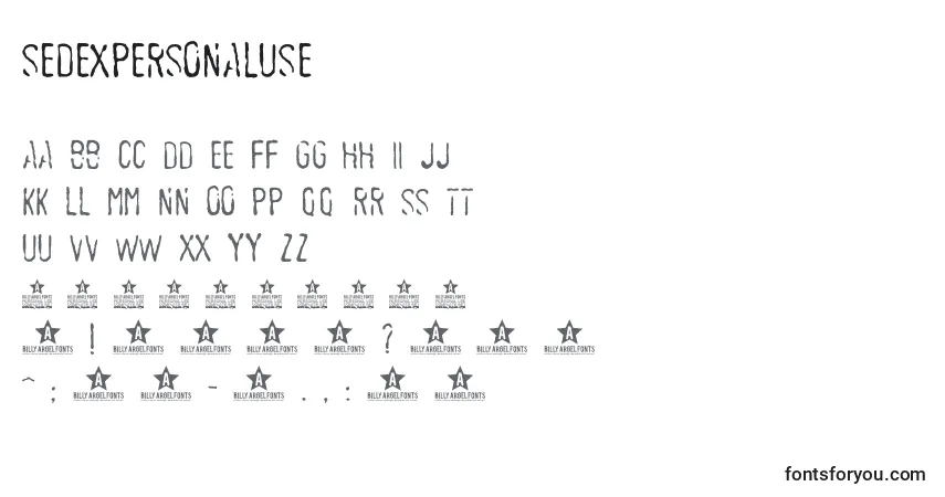 Schriftart SedexPersonalUse – Alphabet, Zahlen, spezielle Symbole