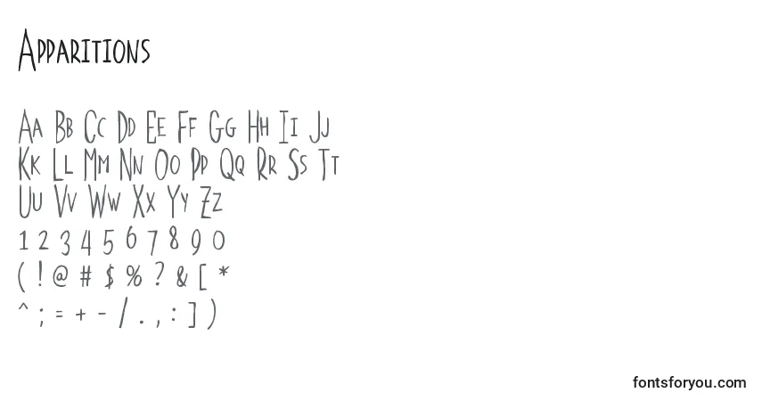 Schriftart Apparitions – Alphabet, Zahlen, spezielle Symbole
