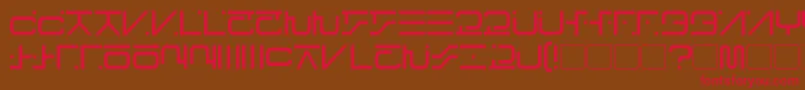 フォントVisitorScript – 赤い文字が茶色の背景にあります。