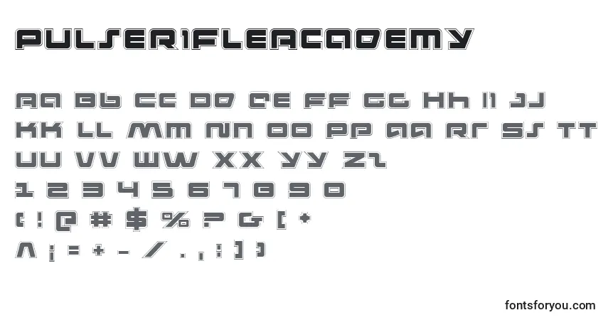 Schriftart PulseRifleAcademy – Alphabet, Zahlen, spezielle Symbole