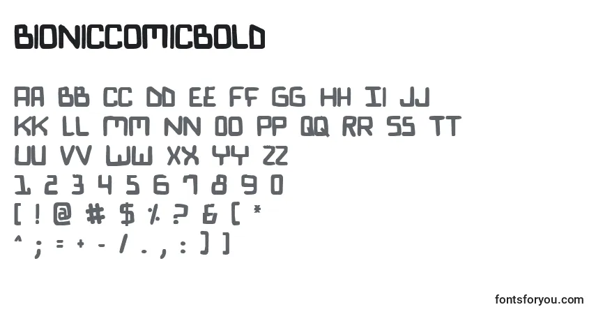 A fonte BionicComicBold – alfabeto, números, caracteres especiais