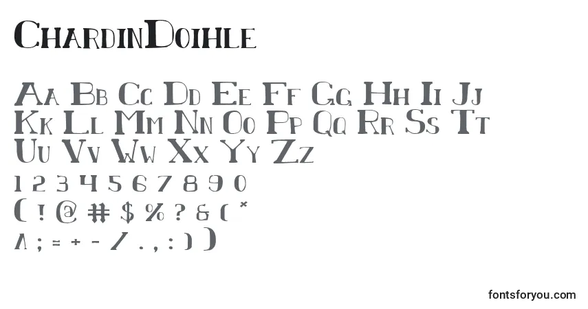 Czcionka ChardinDoihle – alfabet, cyfry, specjalne znaki