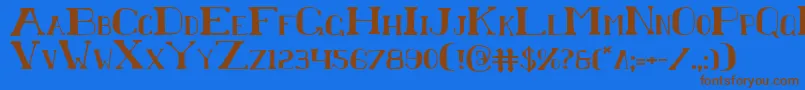 フォントChardinDoihle – 茶色の文字が青い背景にあります。