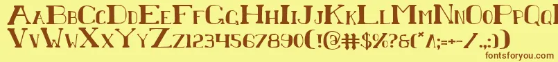 フォントChardinDoihle – 茶色の文字が黄色の背景にあります。