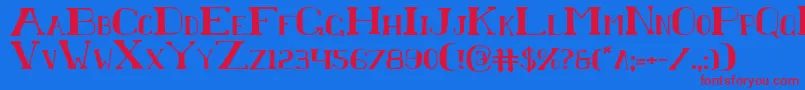 フォントChardinDoihle – 赤い文字の青い背景