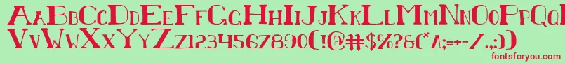 フォントChardinDoihle – 赤い文字の緑の背景
