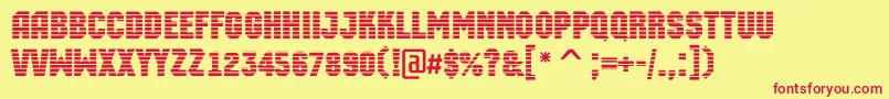 フォントAMachinaortomr – 赤い文字の黄色い背景