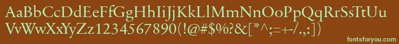 SabonnextLtDisplay-fontti – vihreät fontit ruskealla taustalla