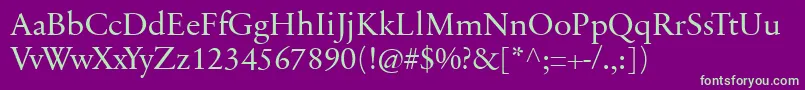 Шрифт SabonnextLtDisplay – зелёные шрифты на фиолетовом фоне
