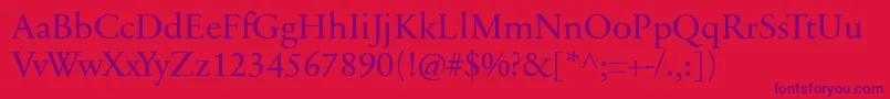 SabonnextLtDisplay-Schriftart – Violette Schriften auf rotem Hintergrund