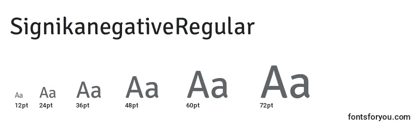 Размеры шрифта SignikanegativeRegular