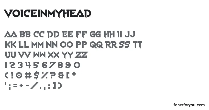 A fonte VoiceInMyHead – alfabeto, números, caracteres especiais