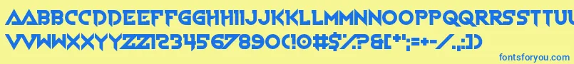 フォントVoiceInMyHead – 青い文字が黄色の背景にあります。