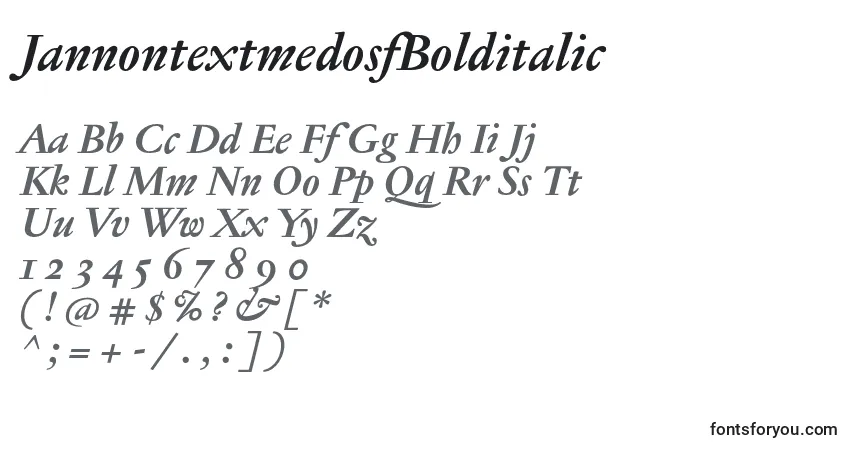 Шрифт JannontextmedosfBolditalic – алфавит, цифры, специальные символы