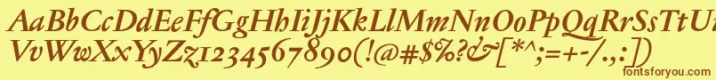 JannontextmedosfBolditalic Font – Brown Fonts on Yellow Background