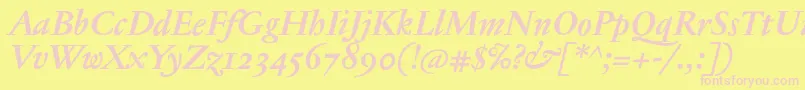 JannontextmedosfBolditalic Font – Pink Fonts on Yellow Background