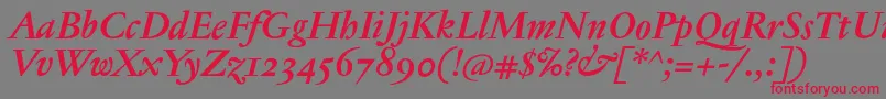 JannontextmedosfBolditalic Font – Red Fonts on Gray Background