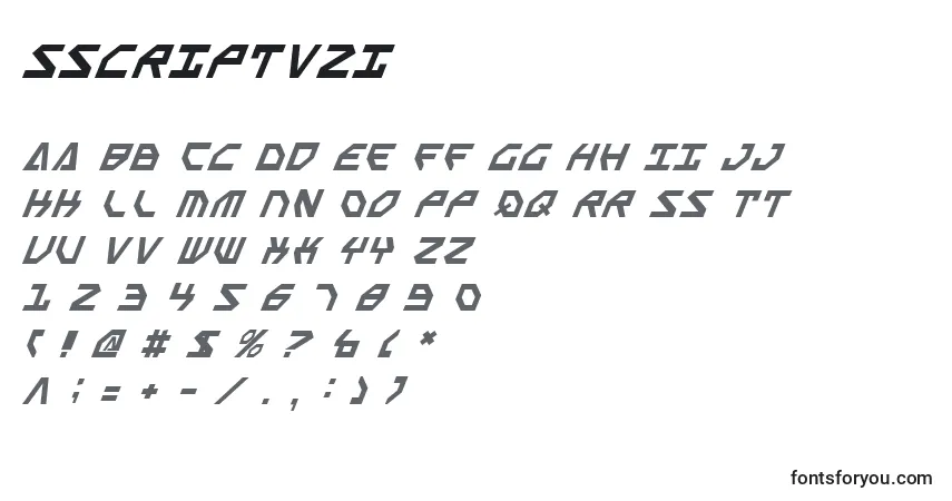 A fonte Sscriptv2i – alfabeto, números, caracteres especiais