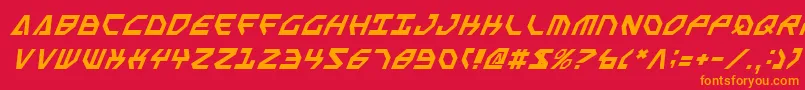 フォントSscriptv2i – 赤い背景にオレンジの文字