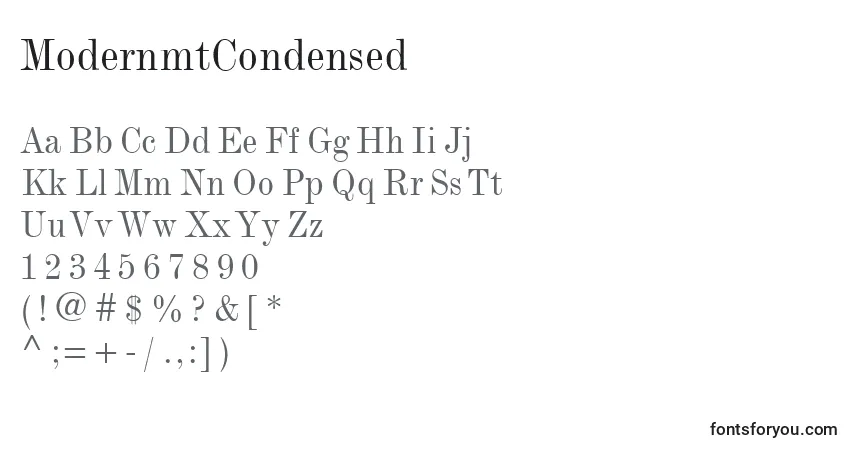 A fonte ModernmtCondensed – alfabeto, números, caracteres especiais