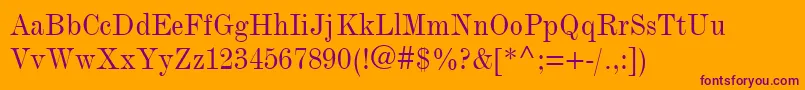 Fonte ModernmtCondensed – fontes roxas em um fundo laranja