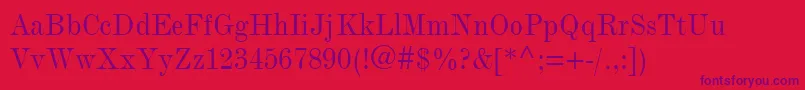 ModernmtCondensed-Schriftart – Violette Schriften auf rotem Hintergrund
