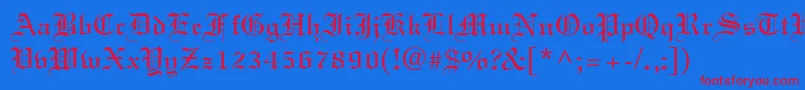 Elliott-Schriftart – Rote Schriften auf blauem Hintergrund