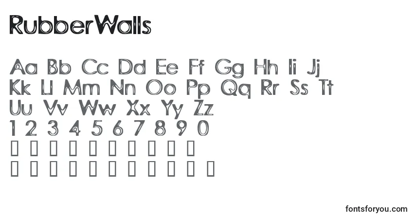 A fonte RubberWalls – alfabeto, números, caracteres especiais